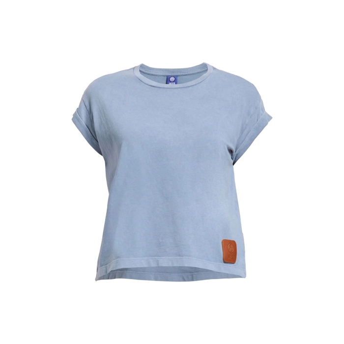 INTER STONE WASH DENIM CROP TOP - WOMAN